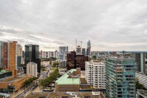 De stad vanuit ABN - Skyline Rotterdam Muurdecoratie